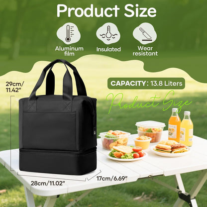 Lunch Bag Insulated Lunch Box Leakproof Lunch Tote Bags for Women Men,Portable Thermal Cooler Bag Lunch Containers with Shoulder Strap for Work, Family, Picnic, School, Outdoor,BBQ C2-Pinkpurple - PuriLite