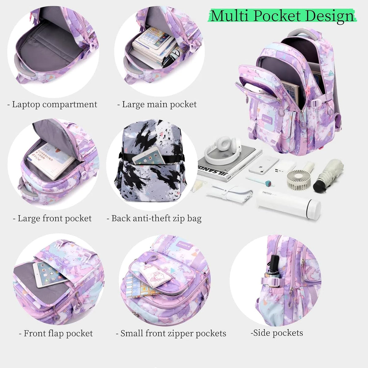 Backpack for Girls Kids Backpack Elementary School Backpack Boys Bookbag Schoolbag for Teen Boys - PuriLite