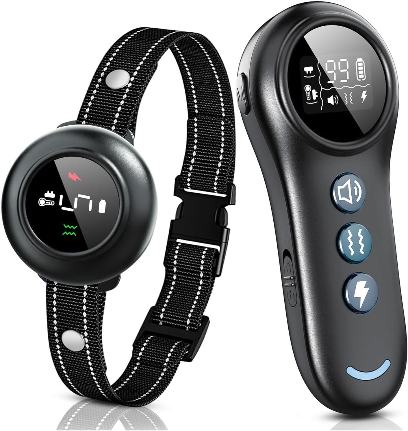2-in-1 Dog Training Collar with Remote,Smart Anti Barking Device for Dog,Waterproof Dog Collar with 5 Adjustable Sensitivity for All Breeds,Rechargeable - PuriLite