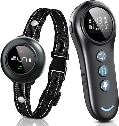 2-in-1 Dog Training Collar with Remote,Smart Anti Barking Device for Dog,Waterproof Dog Collar with 5 Adjustable Sensitivity for All Breeds,Rechargeable - PuriLite