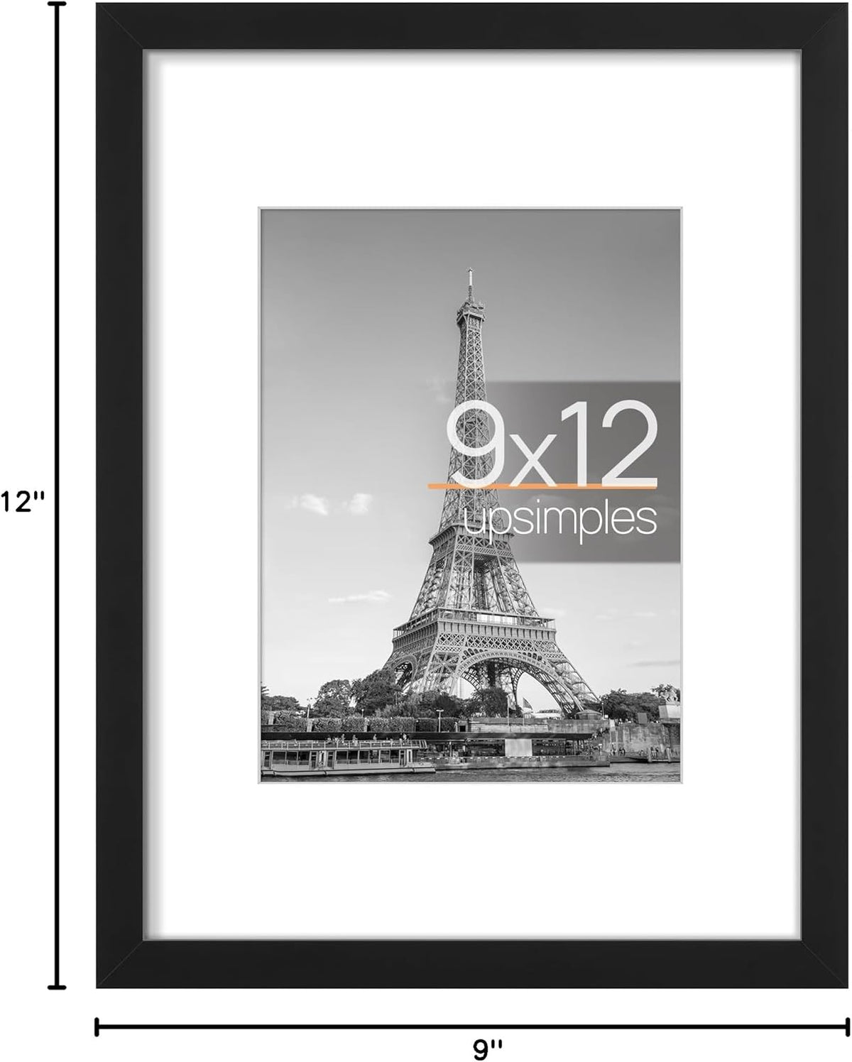 upsimples 11x14 Picture Frame, Display Pictures 8x10 with Mat or 11x14 Without Mat, Wall Hanging Photo Frames, Black - PuriLite