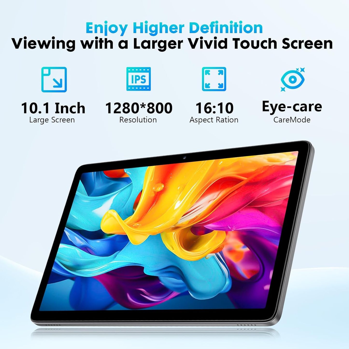 10 Inch Tablet, Android 15 Tablet with 24GB RAM + 128GB ROM (1TB Expandable), Octa-Core, 1280x800 IPS HD Touchscreen, 5MP+8MP Dual Camera, 6000mAh, Tablet with Keyboard, Mouse, Widevine L1(Blue) - PuriLite