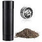 WhiteRhino Professional Grade Pepper Mill, 430 Stainless Steel Blade Premium Hand Metal Pepper Grinder Heavy Duty,Refillable Aluminum Manual Pepper Mill with Adjustable Coarseness-Black - PuriLite