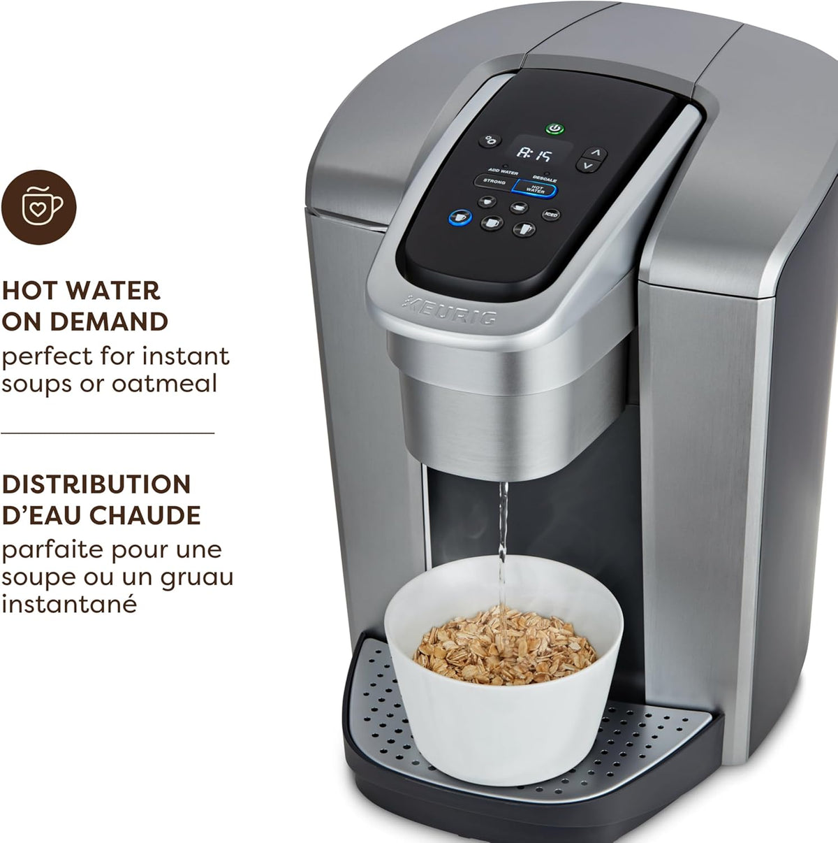 Keurig K-Elite Single Serve K-Cup Pod Coffee Maker, With Iced Brew Functionality And Quiet Brew Technology, Brushed Silver