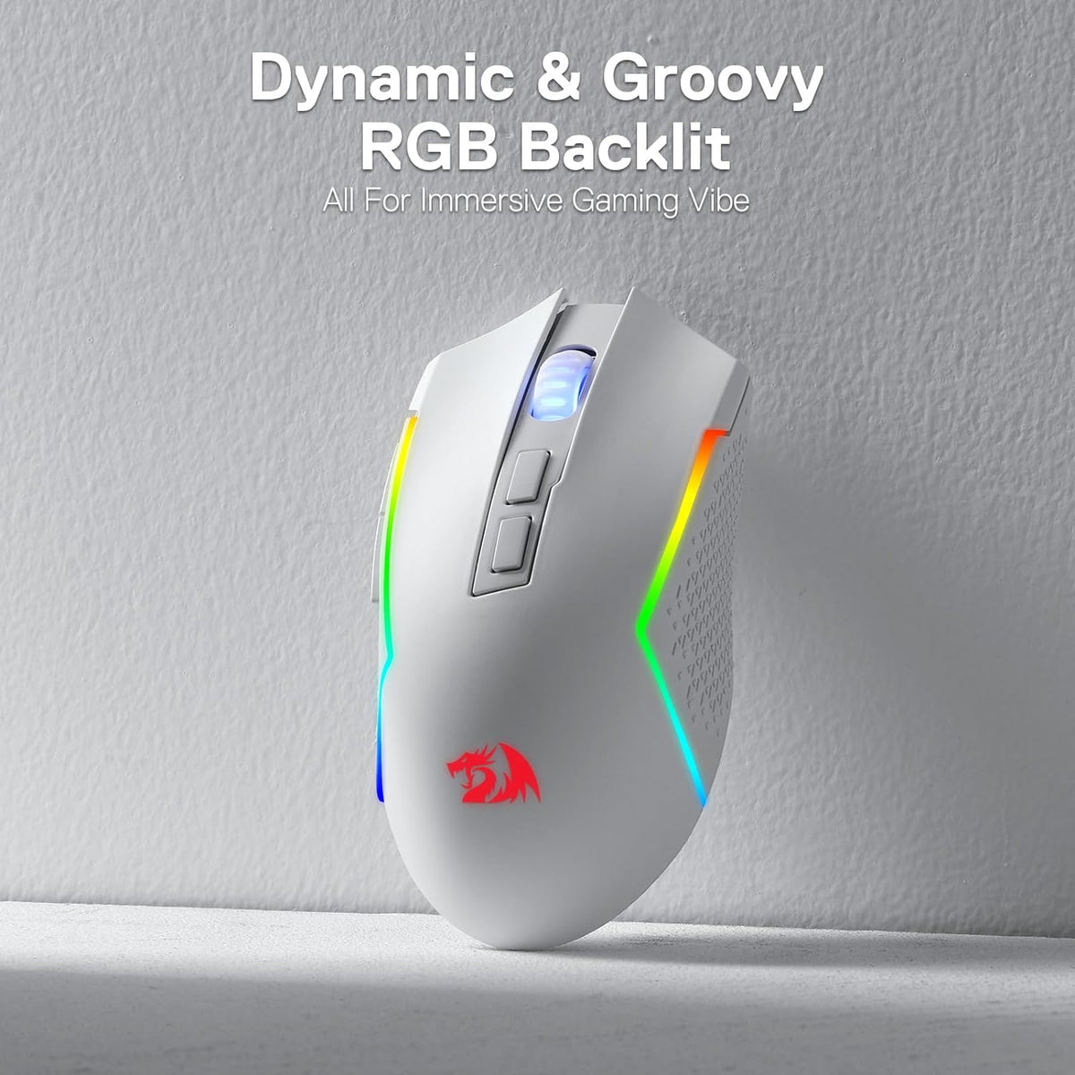Redragon M693 Wireless Gaming Mouse, 8000 DPI Wired/Wireless Mouse w/ 3-Mode Connection, BT & 2.4G Wireless, 7 Macro Buttons, Durable Power Capacity for PC/Mac/Laptop - PuriLite