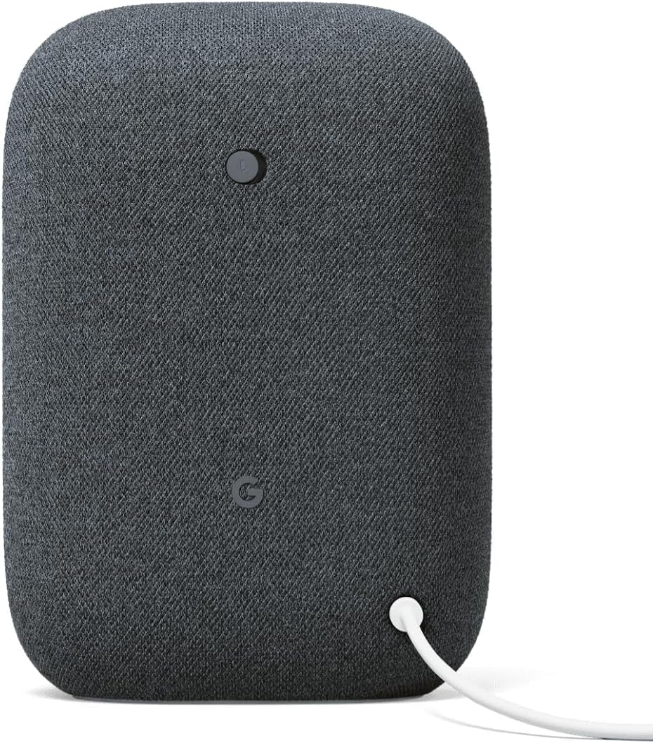 Google Voice Bluetooth Speaker - Wireless Music Streaming, Powerful Sound, Built-in Assistant, Wi-Fi and Bluetooth Connection, Smart Home Control, Stereo Pairing (Charcoal) - PuriLite