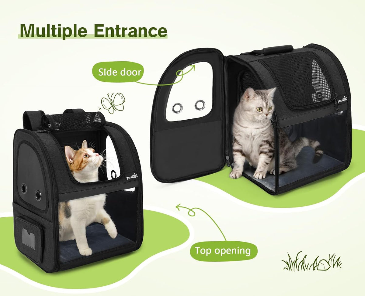 Pecute Pet Carrier Backpack, Dog Carrier Backpack Expandable with Breathable Mesh for Pets ＜6kg, Pet Backpack Carrier for Hiking Travel Camping Outdoor - PuriLite