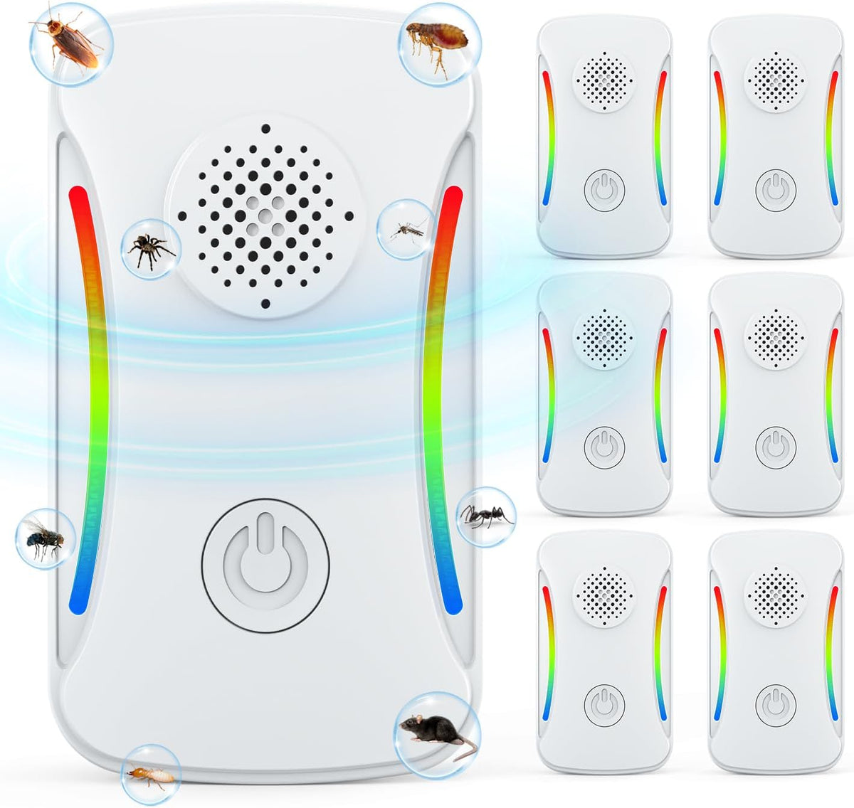 Upgraded 6 Packs Ultrasonic Pest Repeller, Electronic Pest Repellent Plug in Indoor for Insect Roach Rodent Bug Mosquito Mice Spider Ant Mouse Repellent for Home Kitchen Office Warehouse - PuriLite