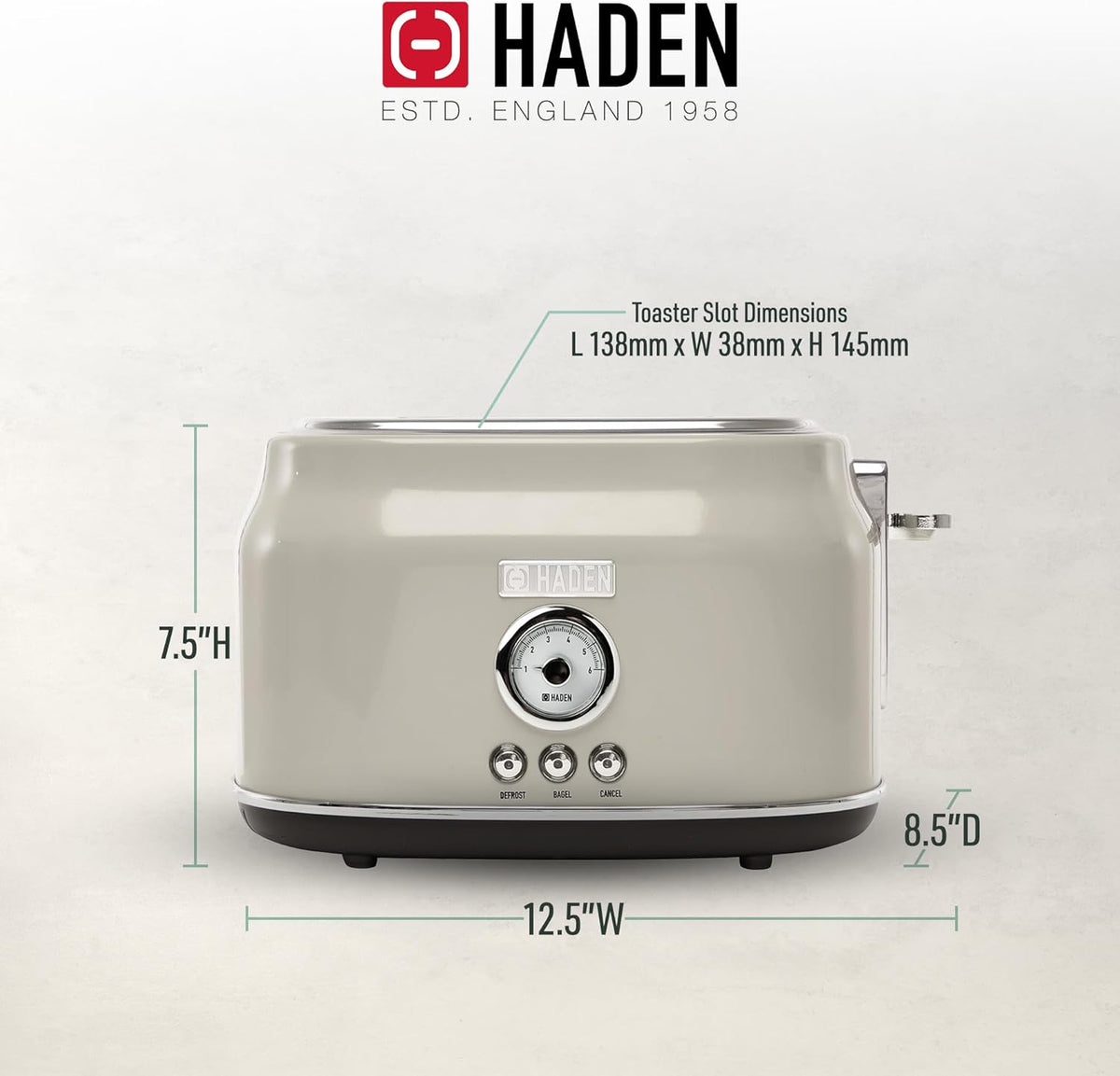 Haden Dorset 75083 Stainless Steel 1500W Retro Toaster 4 Slice Wide Slot w/Removable Crumb Tray and Settings, Black/Copper Toasters w/Adjustable Browning Control, Smart Toaster - PuriLite