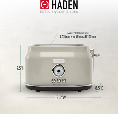 Haden Dorset 75083 Stainless Steel 1500W Retro Toaster 4 Slice Wide Slot w/Removable Crumb Tray and Settings, Black/Copper Toasters w/Adjustable Browning Control, Smart Toaster - PuriLite