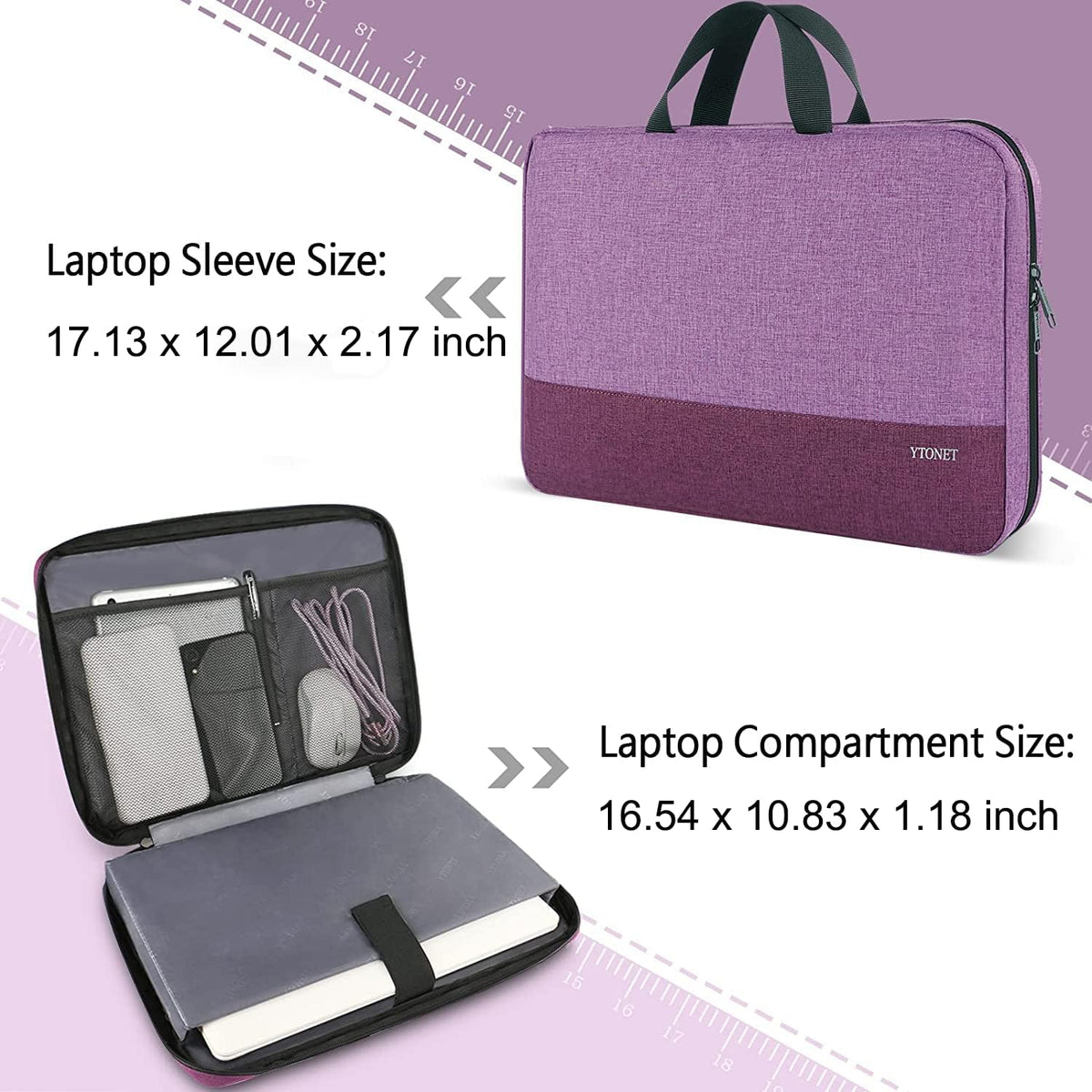 Ytonet Laptop Sleeve, 15.6 inch TSA Laptop Bag Laptop Case Water Resistant Computer Carrying Bag Compatible for Lenovo, HP, Dell, Asus Notebook, Gifts for Men Women, Grey - PuriLite