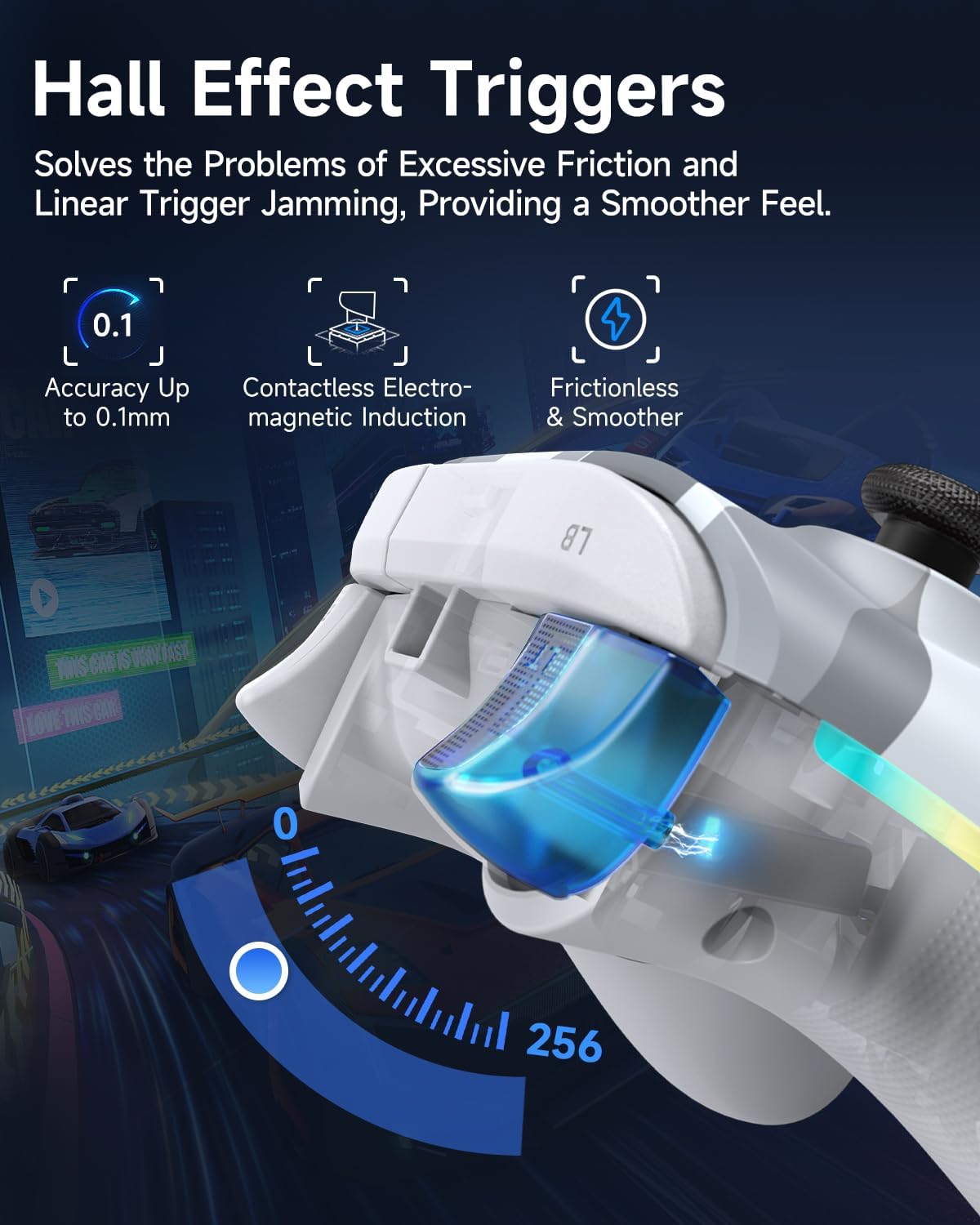 EasySMX X15 PC Controller - Enhanced Wireless Bluetooth Controller with Hall Joysticks/Hall Triggers/RGB Lighting - No Stick Drift, No Dead Zone - Work for Windows PC, Android, Steam and Switch - PuriLite