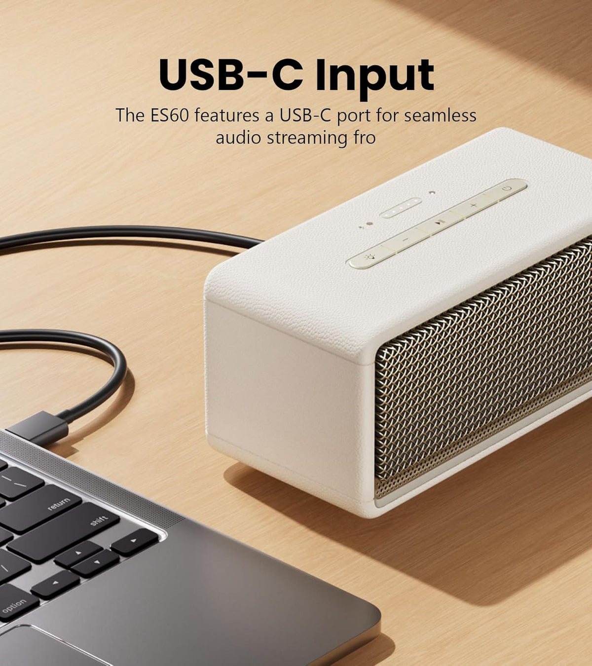 Edifier ES60 Portable Bluetooth Speaker, 34W RMS, Wireless Speaker with 360° Audio, Ambient Lights, 9 Hours Playtime, Bluetooth 5.4 Stereo Pairing, IP66 Dustproof and Waterproof, Ivory - PuriLite