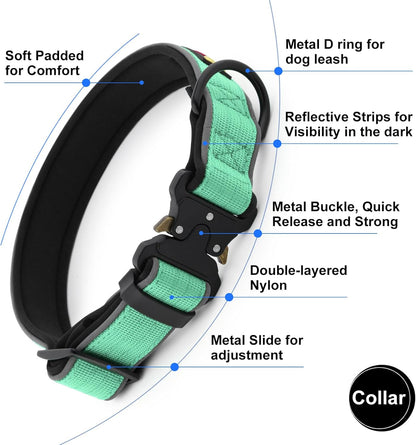 Plutus Pet Tactical Dog Collar, Reflective, Adjustable Heavy Duty Dog Collar, Soft Padded and Comfortable, for Small Medium and Large Dogs (Red, L) - PuriLite