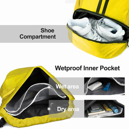 Hoedia Sports Drawstring Backpack - String Swim Gym Bag with Shoes Compartment and Wet Proof Pocket for Women/Men - PuriLite