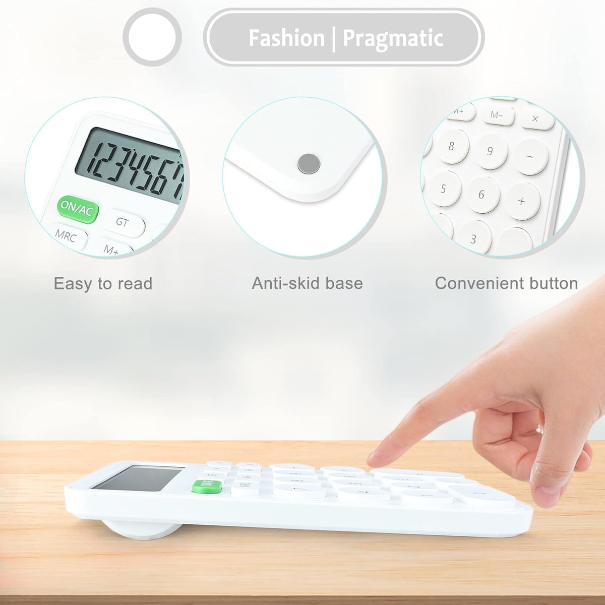 VEWINGL Mechanical Switch Calculator, 12 Digit Large LCD Display and Buttons, Great for Everyday Life and Basic Office Work, with Battery - PuriLite