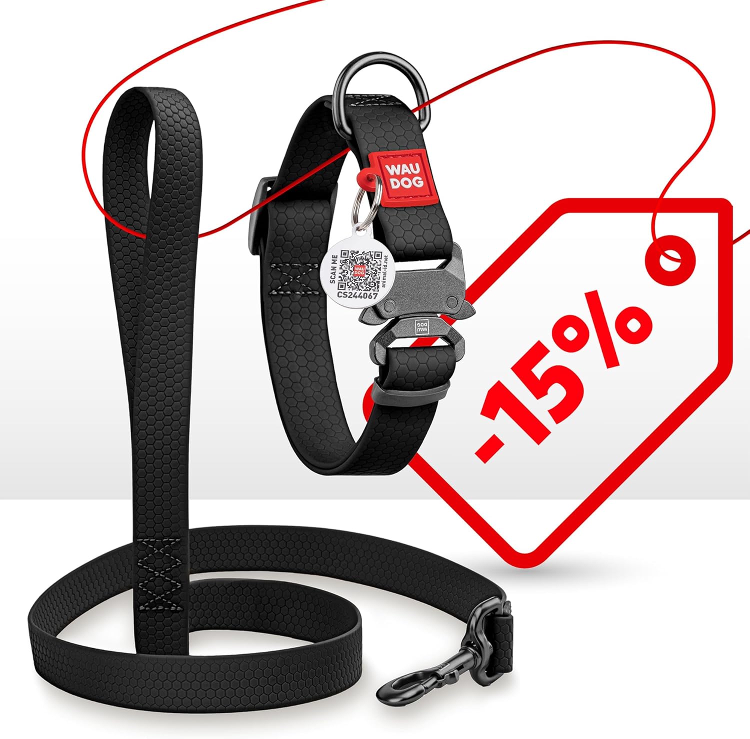 Waterproof Dog Collar - Adjustable Glow Dog Collar for Large Dogs, Small and Medium Dogs - Heavy Duty Dog Collars with Durable Metal Clasp and QR Dog Tag - Glow in The Dark Dog Collars - PuriLite