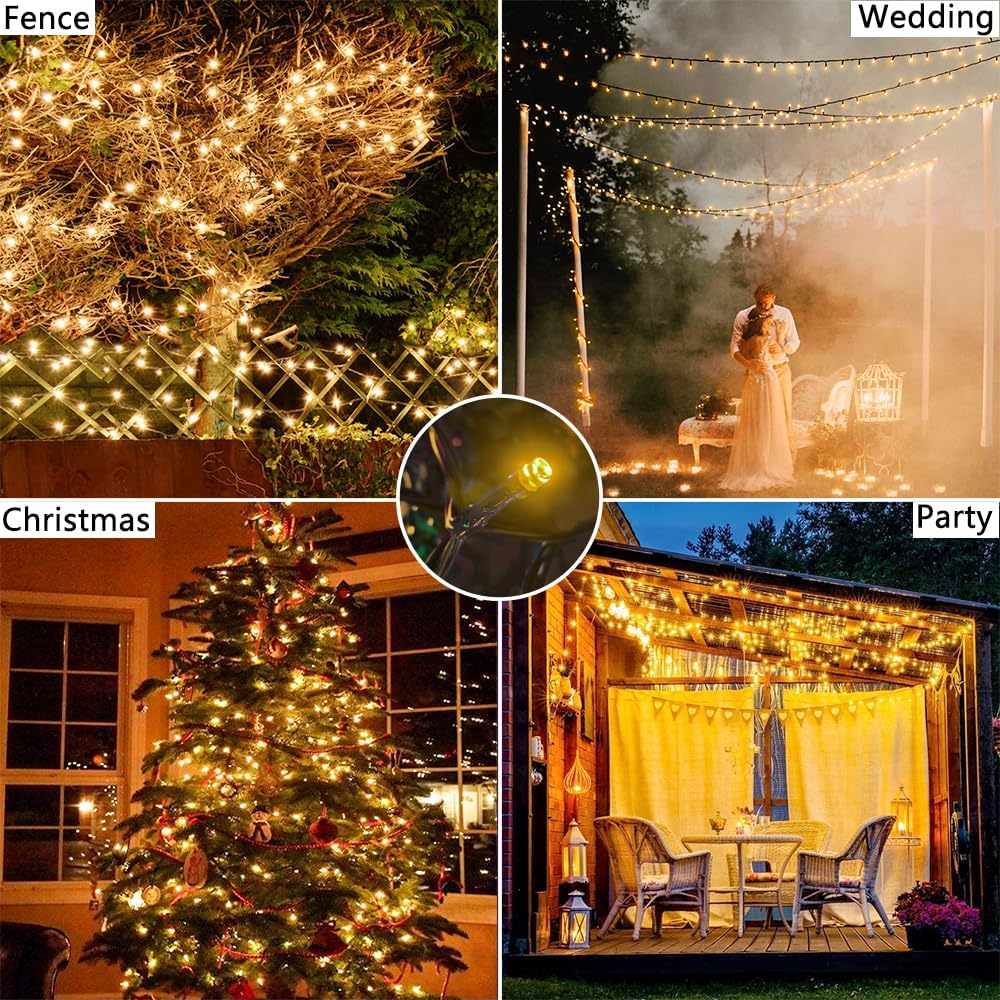 TIANG Solar String Lights, 4 Pack Total 400 LED Solar Outdoor Lights Waterproof, 8 Modes Solar Mini Lights for Garden, Yard, Party, Xmas, Holiday Decor, Warm White - PuriLite
