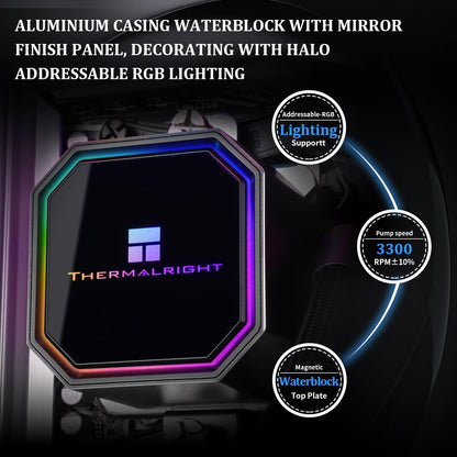 Thermalright Frozen Prism 360 Black AIO Water Cooler,Liquid CPU Cooler, 3×120mm PWM Fans Water Cooling System,1850RPM High Speed,Compatible with AMD/AM4/AM5&Intel LGA1151/1200/2066/1700 - PuriLite