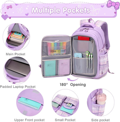 ACESAK Girls Backpack - 3PCS Backpack for Girls Cute School Backpacks for Girls Kindergarten - PuriLite
