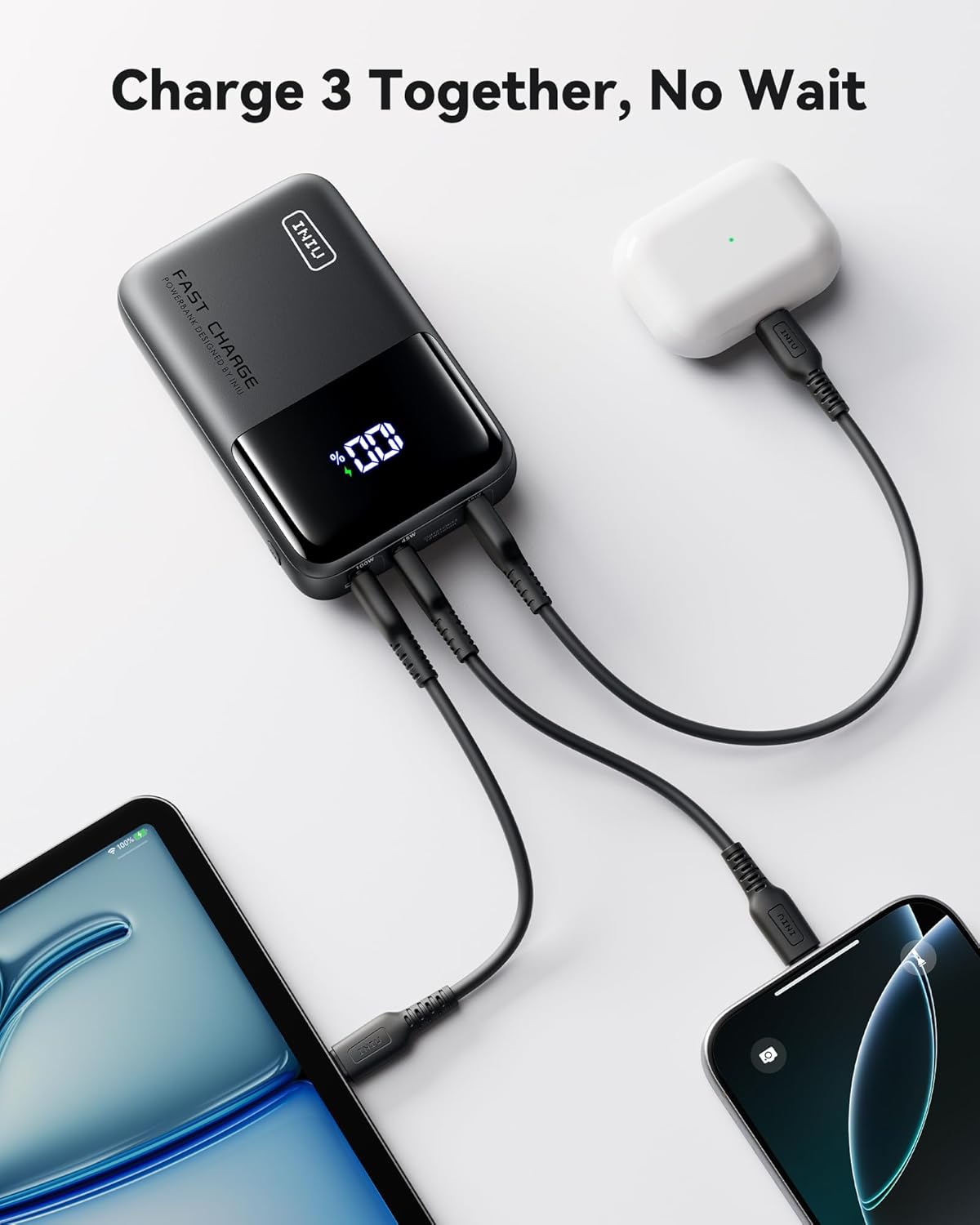 INIU Power Bank, 25000mAh 100W High Capacity USB C Laptop & Phone Portable Charger, Fast Charging Flight Cruise Ship Travel Essential Mini Battery Pack for College Students Travelers Boys Girls, Red - PuriLite