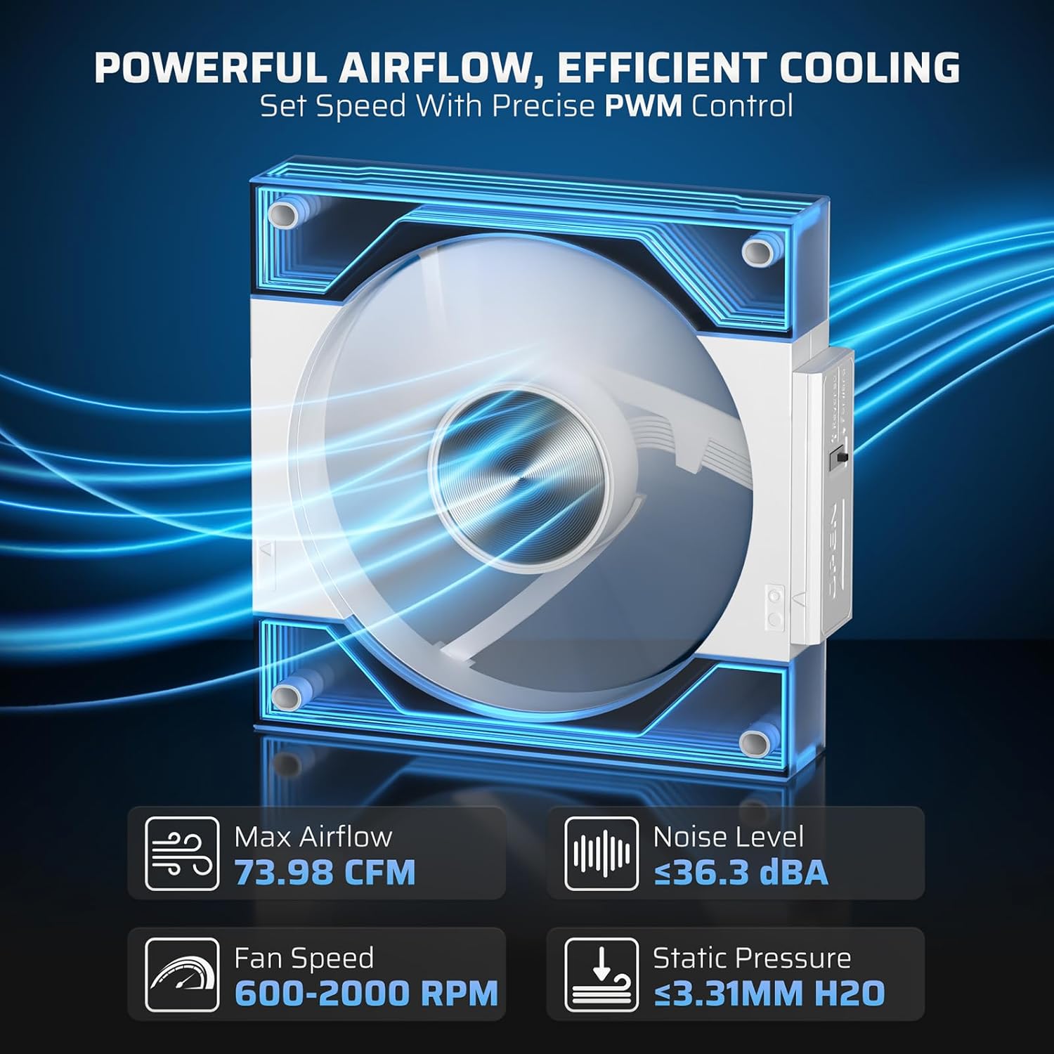 LTC CF-123D 120mm PC Case Fan, Daisy-Chain Connection, Infinity Mirror ARGB Lighting, Reversible Airflow 2000RPM Max, HDB Bearing PWM Computer Case Cooling Fan, Motherboard SYNC, 3 Pack, White - PuriLite