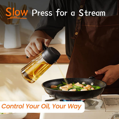 Purilite Select 470ml Glass Oil Sprayer &amp; Dispenser Bottle – 2-in-1 Flip Top - PuriLite