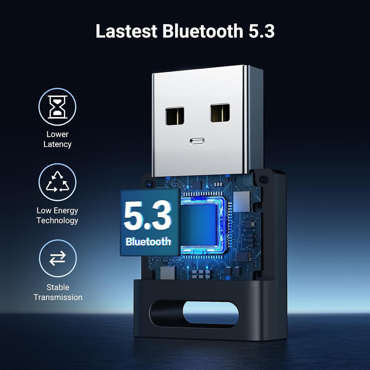 UGREEN Bluetooth 5.3 Adapter USB Bluetooth Dongle for PC Plug and Play for Windows 11 10 8.1 for Wireless Keyboard Mouse Headphone Speaker - PuriLite
