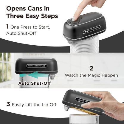 Kitchen Mama Orbit One Stainless Steel Rechargeable Electric Can Opener: Hands-Free, USB-C Charging, Automatic Stop, Smooth Edge, Safety, Blade for Large Cans, Heavy Duty, Soda Can and Pop Can - PuriLite
