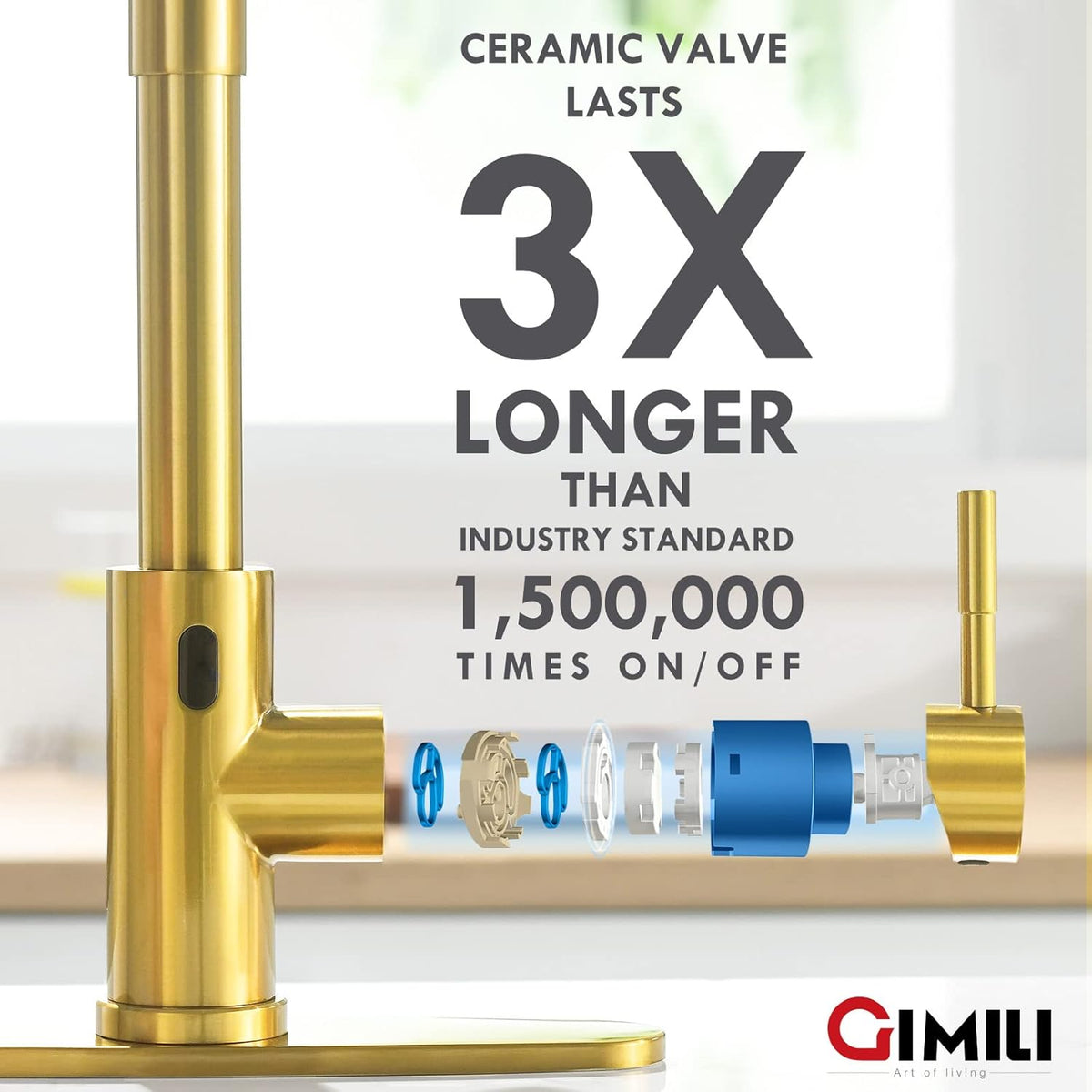 GIMILI Matte Black Kitchen Faucet with LED Light,Single Hole Spring Kitchen Sink Faucet with Pull Down Sprayer - PuriLite
