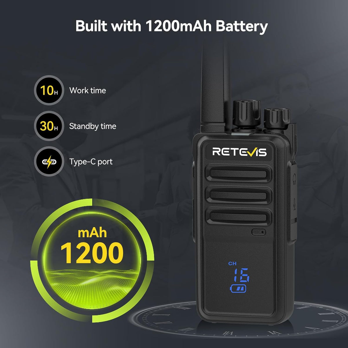 Retevis RT68H 2 Way Radios Long Range with 10 Way Charger,Walkie Talkies Rechargeable for Adults,Easier Charging,Easier Management,LED Display, Keypad Lock,Hands Free Compact Walkie Talkie (10 Pack) - PuriLite