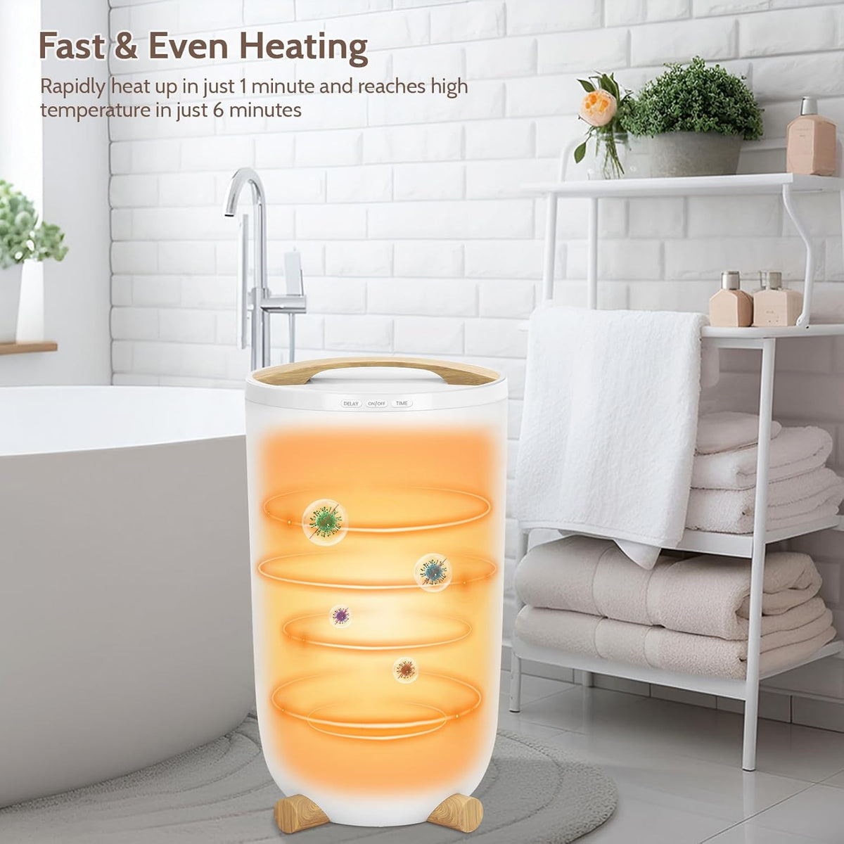 Keenray Towel Warmer Bucket, Large Towel Warmer for Bathroom with Timer, LED Display, Up to 24 Hours Delay Timer, Child Safety Lock, Towel Heater Fits Towels, Robes, Blankets, PJ's - PuriLite