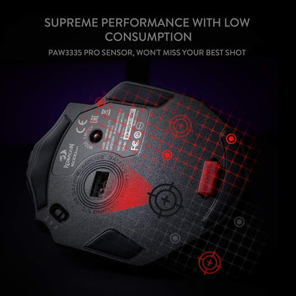 Redragon M686 Wireless Gaming Mouse, 16000 DPI Wired/Wireless Mouse with Professional Sensor, 45-Hour Durable Power Capacity, Customizable Macro and RGB Backlight for PC/Mac/Laptop - PuriLite