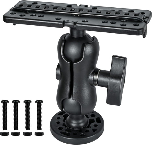 Fish Finder Mount Base, Universal 360° Rotation Ball-Mount Bracket, Nylon & Stainless Steel Electronic Holder for Marine Boat Kayak Pontoon Canoe Helix Garmin, 4*Srews, 4*Nuts - PuriLite