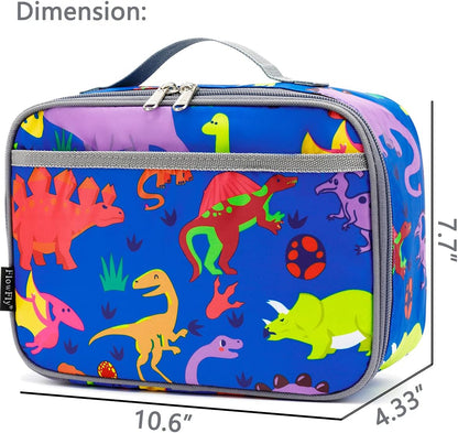 FlowFly Kids Lunch Box Insulated Soft Bag Mini Cooler Back to School Thermal Meal Tote Kit for Girls, Boys, Black - PuriLite