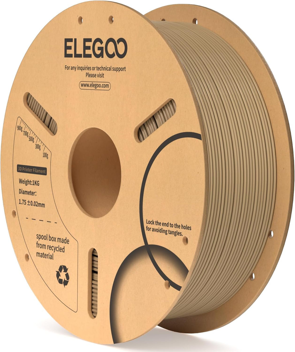 ELEGOO PLA Filament 1.75mm Black 1KG,3D Printer Filament Dimensional Accuracy +/- 0.02mm,1kg Cardboard Spool(2.2lbs) 3D Printing Filament Fits for Most FDM 3D Printers - PuriLite