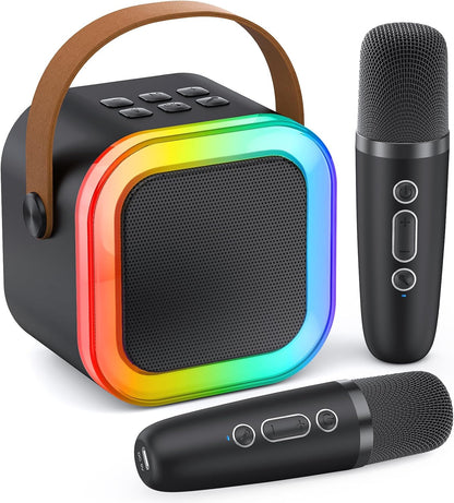 Karaoke Machine for Kids Adults, Portable Bluetooth Mini Karaoke Microphone Singing Speaker Karaoke Player with 2 Wireless Mic Toys for All Smartphones,Birthday, Family,Home Party (Purple) - PuriLite