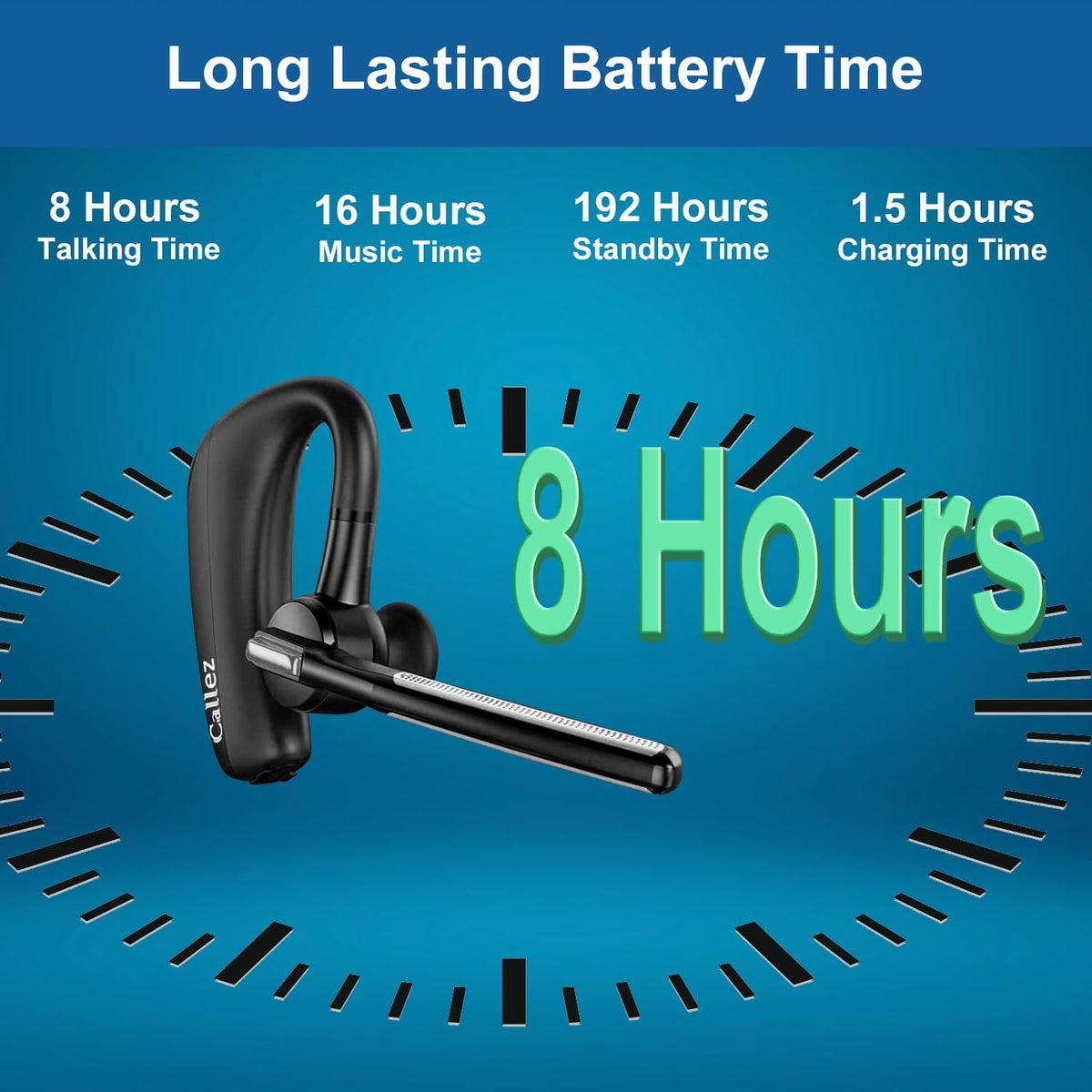 Bluetooth Headset for iPhone Android Cell Phone, Bluetooth Earpiece V5.0 with CVC8.0 Dual Mic Noise Cancelling & Mute/Volume Buttons, Hands-Free Wireless Headset for Trucker Office Business - PuriLite
