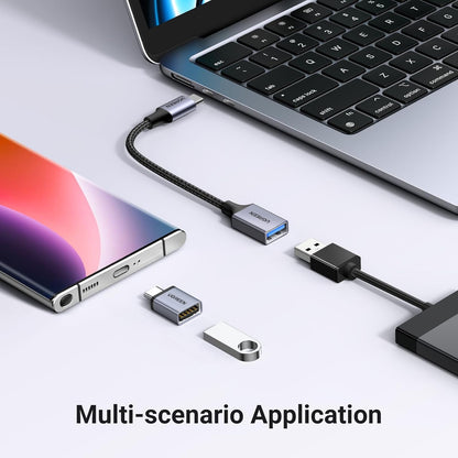 UGREEN USB C to USB Adapter 2 Pack, USB 3.2 Gen 2 10Gbps USB C Adapter USB C Male to USB 3.2 Female Adapter OTG Compatible with iPhone 15, Galaxy S24 S23 Ultra, MacBook Pro Air, iPad Pro Mini, Grey - PuriLite