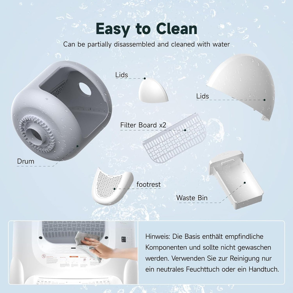 Amicura Automatic Cat Litter Box, Self Cleaning, 360-Degree Detection Smart Anti-Pinch, App Control, Odor-Proof, 65L Extra Large Open-top Cat Litter Box, Ultra Quiet Cat Toilet - PuriLite