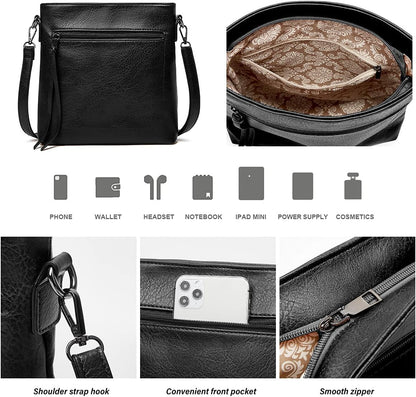 Ashioup Hobo Bags for Women Soft PU Leather Shoulder Bag Vintage Slouchy Handbag with Zipper - PuriLite