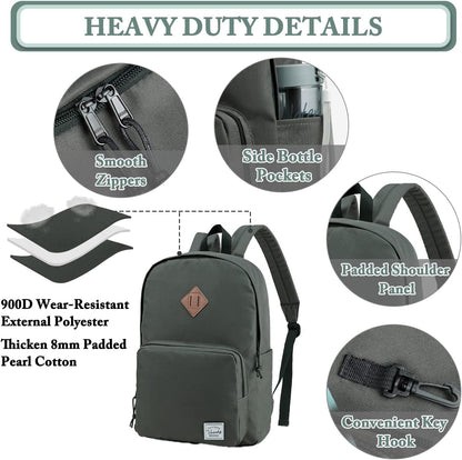 VASCHY Lightweight School Backpack for Women with Sleeve for 14" Laptop - PuriLite
