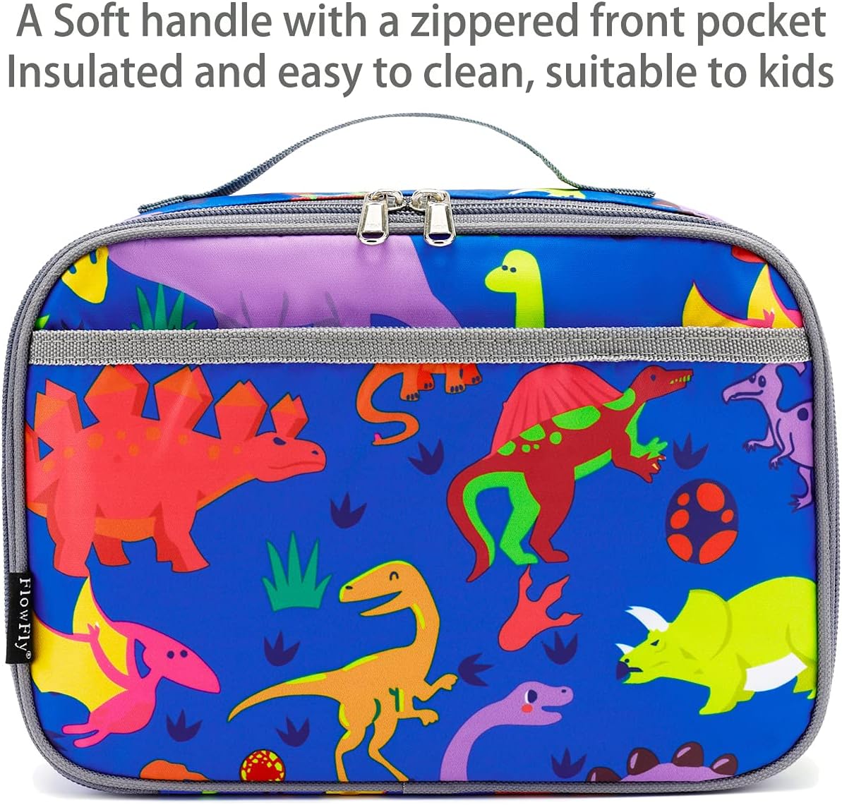 FlowFly Kids Lunch Box Insulated Soft Bag Mini Cooler Back to School Thermal Meal Tote Kit for Girls, Boys, Black - PuriLite