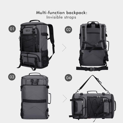 WITZMAN Travel Backpack for Men Large Carry on Backpack Convertible 3 in 1 Bags with Shoe Compartment Fit 17 Inch Laptop(B689 Silvery Grey) - PuriLite