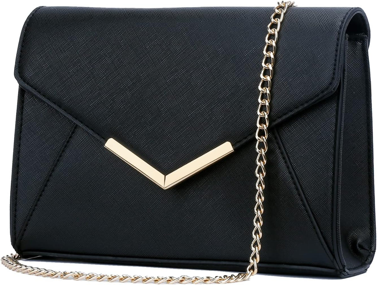 KKXIU Women Elegant Faux Leather Evening Envelope Clutch Purse Foldover Bags for Party Wedding Prom - PuriLite