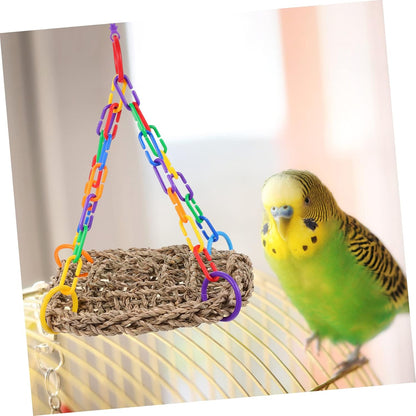 NOLITOY 3pcs Parrot Climbing Toy Woven Bird Perch for Cage Parakeet Toy Bird Swing Pet Supply