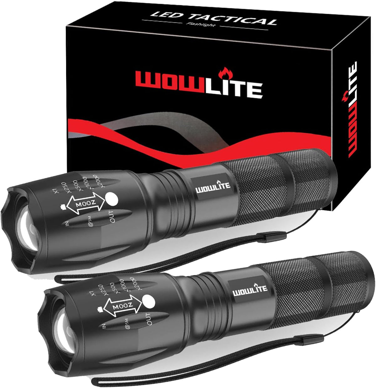 Ultra Bright Tactical LED Flashlight 2 Pack, Adjustable Focus Zoom Torch with 5 Light Modes, Durable Aluminum Flashlight for Camping, Hiking, Emergency and Outdoor Use - PuriLite