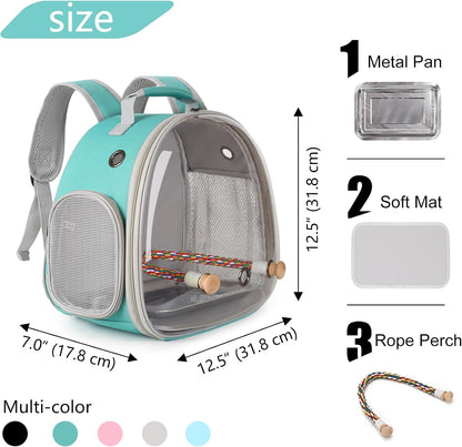 Small Bird Travel Carrier Backpack (Green, Perch & Tray Set)