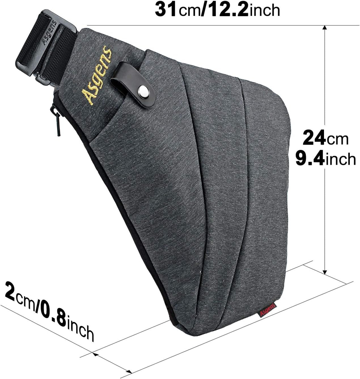 Asgens Anti-theft Hidden Bags Multi-purpose Security Bag Adjustable Underarm Shoulder Armpit Messenger bag Sports Leisure Chest Bag Portable Backpack (Black Right Hand) - PuriLite