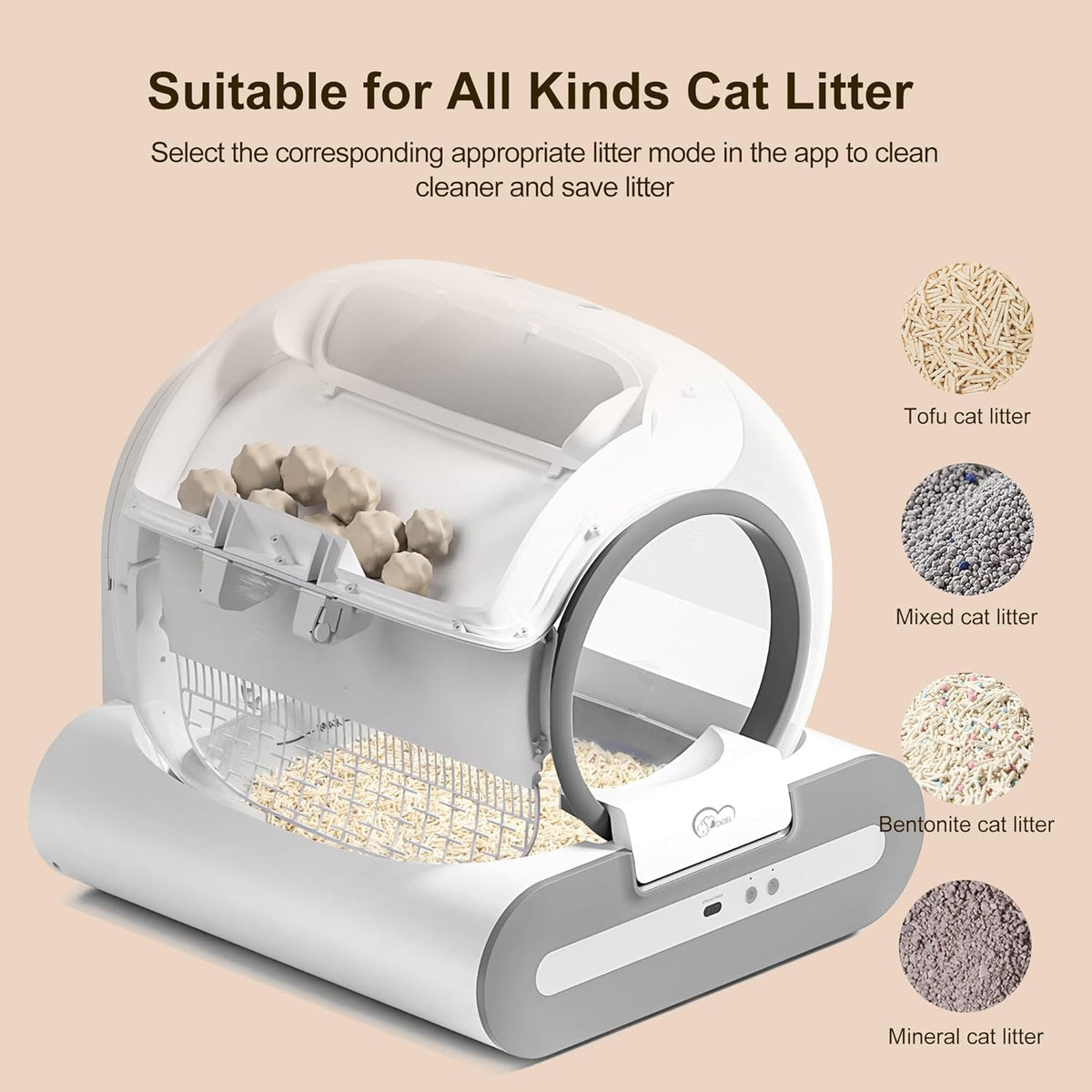 DOEL Self Cleaning Cat Litter Box, 65L Automatic Cat Litter Box, Smart Litter Box Machine with APP Control, Electric Self Scooping Litter Box - PuriLite